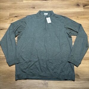 2XL Peter Millar Crown Comfort Interlock Quarter Zip Sweater Green Biltmore LOGO